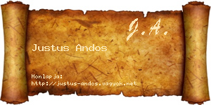 Justus Andos névjegykártya